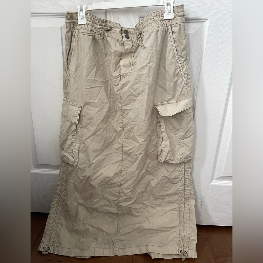 Garage Beige Midi Cargo Skirt